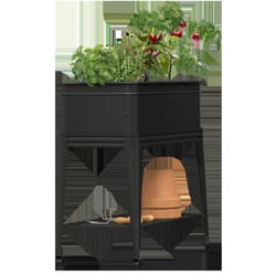 Panacea 36 in. H X 30 in. W Steel Tub Planter with Wheels Black