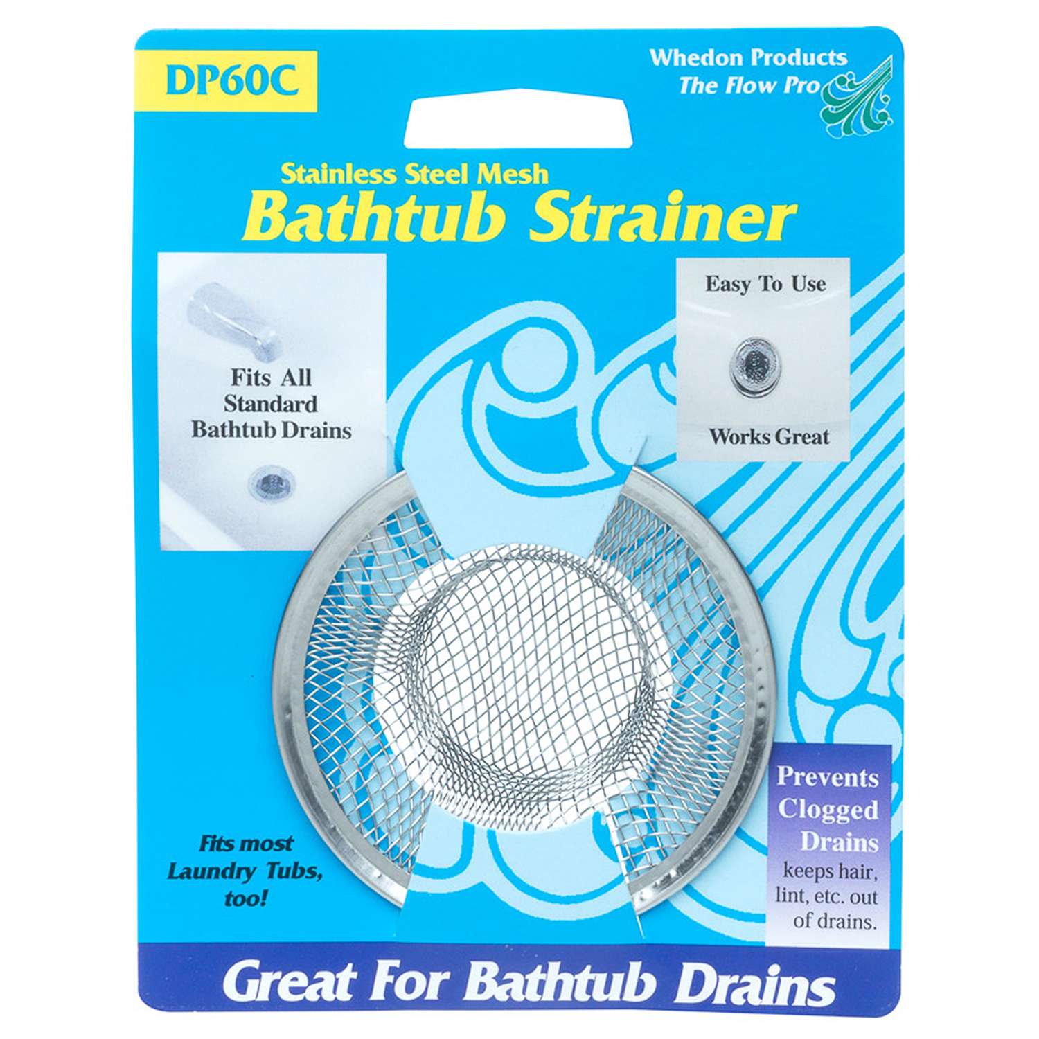 Whedon Drain Protector Chrome Stainless Steel Bathtub Hair Catcher