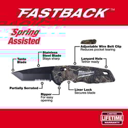 Milwaukee Fastback 7-3/4 in. Flip Folding Spring Assisted Pocket Knife Camouflage 1 pk