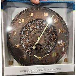 EZRead Living Vines Clock/Thermometer Polyresin Bronze 12 in.