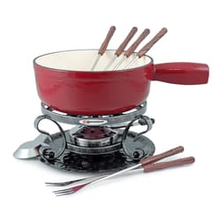 Swissmar Lugano Red 2 qt Cast Iron Fondue Set