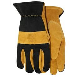 Midwest Quality Gloves L Suede Leather/Spandex Black/Brown Gloves