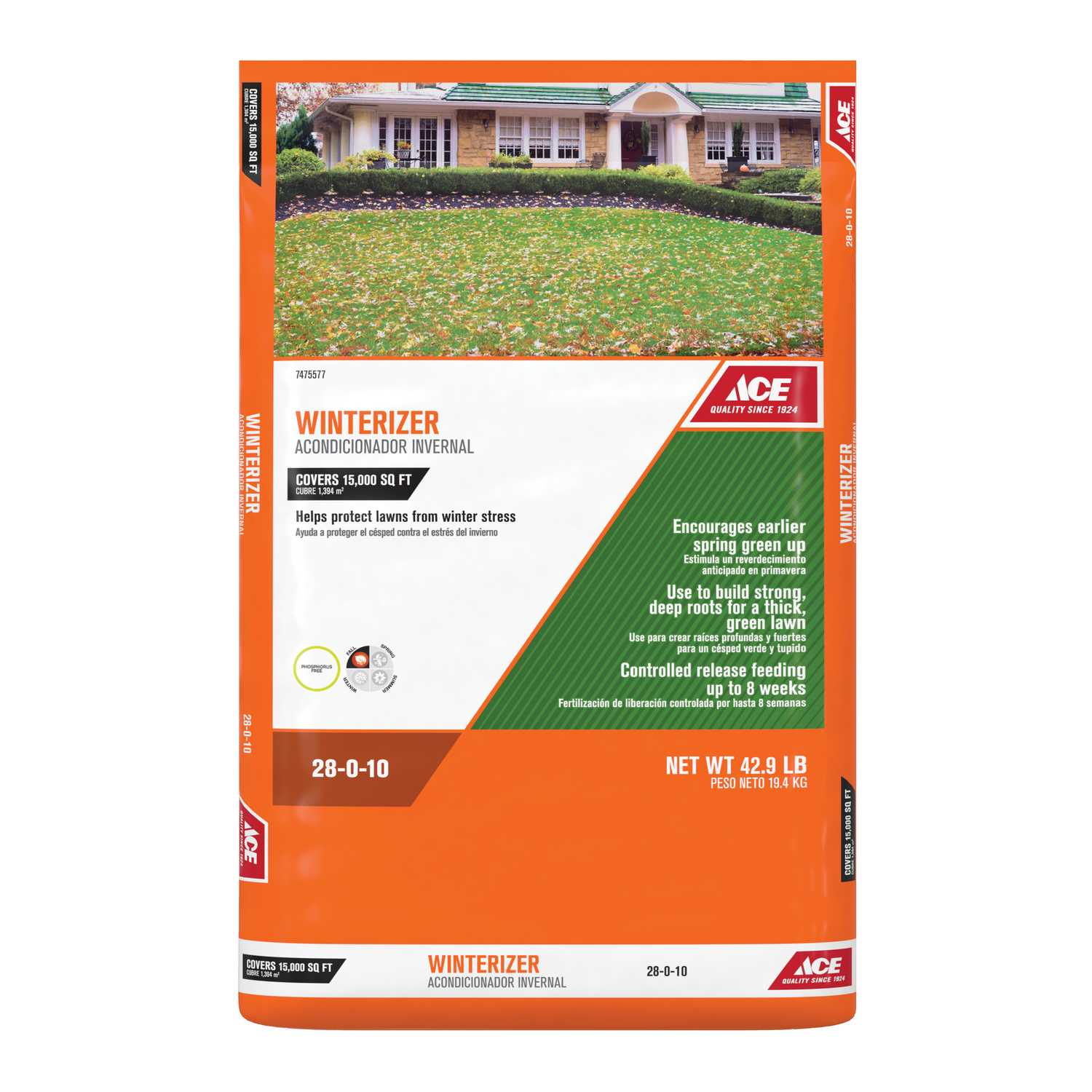 Ace 28010 Winterizer Lawn Fertilizer For All Grass Types 42.9 lb. 15000 sq. ft. Ace Hardware