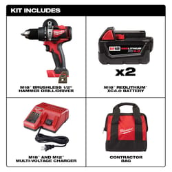 Milwaukee M18 1/2 in. Brushless Cordless Hammer Drill Kit (Battery & Charger)