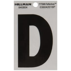 Hillman 3 in. Reflective Black Vinyl Self-Adhesive Letter D 1 pc
