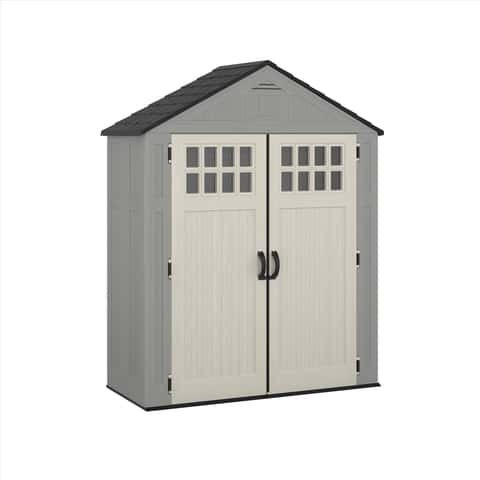 Suncast Everett 6 ft. x 3 ft. Resin Vertical Peak Storage Shed with Floor  Kit