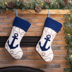 Glitzhome Multicolored Anchor Christmas Stocking 1.57 in.