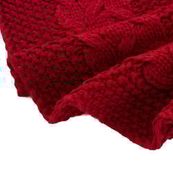Glitzhome Red Knitted Christmas Tree Skirt 0.3 in.