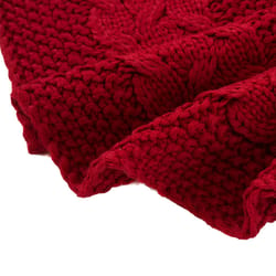 Glitzhome Red Knitted Christmas Tree Skirt 0.3 in.
