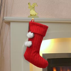 Dyno Cable Knit faux Fur Poms Christmas Stocking 20 in.