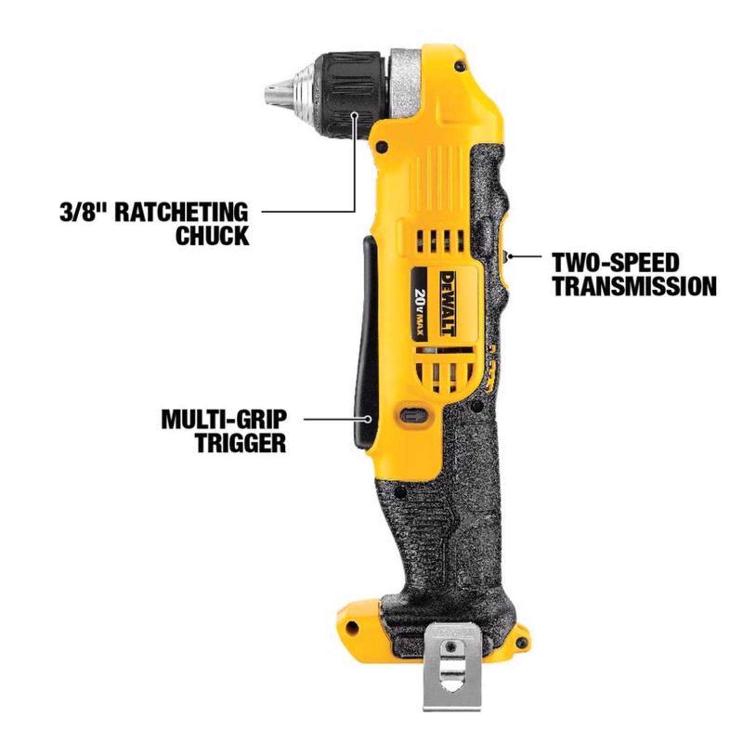 DeWalt 20V MAX 3/8 in. Brushed Cordless Right Angle Drill Kit