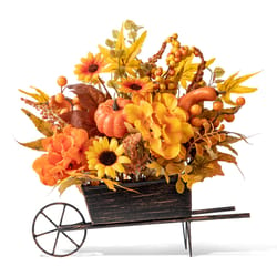 Glitzhome 12 in. Floral Cart Halloween Decor