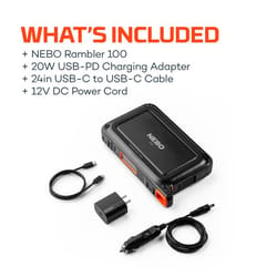 NEBO Rambler 120 V Battery Portable Solar Power Station Kit (Battery & Charger) 100 W