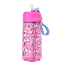 Bentgo 15 oz Butterflies and Rainbows Multicolored BPA Free Bottle with Straw Cap