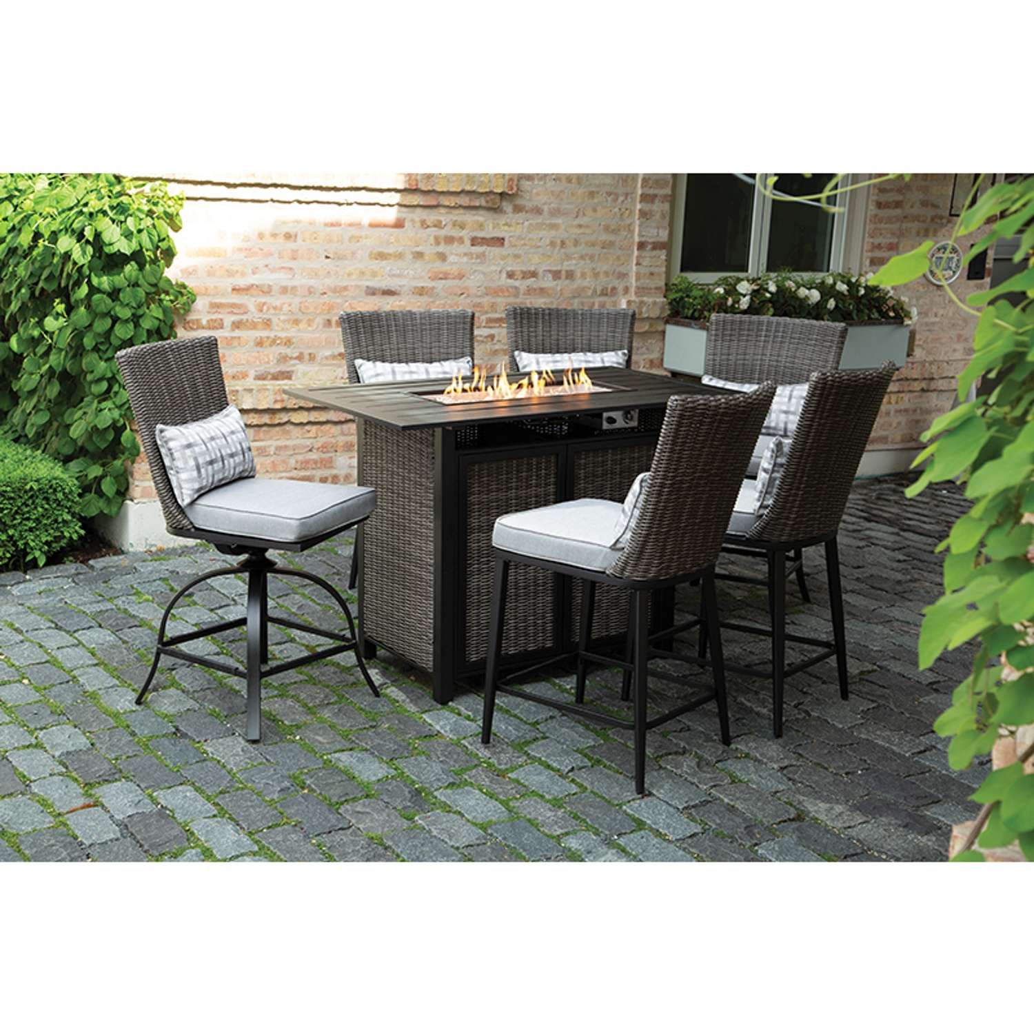 High top patio set with fire pit hot sale