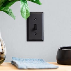 Amerelle Century Matte Black 1 gang Stamped Steel Duplex Wall Plate 1 pk