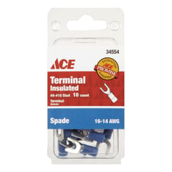 Ace Insulated Wire Spade Terminal Blue 10 pk