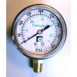 Campbell Stainless Steel 1/4 in. Liquid Filled Pressure Guage