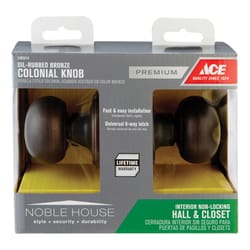 Ace Colonial Oil Rubbed Bronze Passage Door Knob 1-3/4 in.