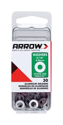 Arrow 3/16 in. D Aluminum Flat Washers Silver 30 pk