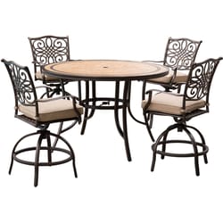 Hanover Monaco 5 pc Bronze Aluminum High Dining Set Tan