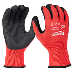Milwaukee Cut Level 3 Unisex Elasticated Knit Dipped Gloves Black/Red M 1 pair