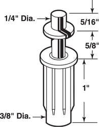 Prime-Line 3/8 in. D X 1 in. L Silver Nylon/Steel Pivot/Guide Set 2 pc