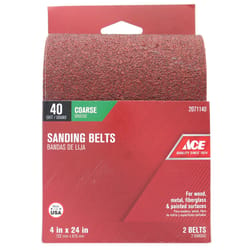 Ace 24 in. L X 4 in. W Aluminum Oxide Sanding Belt 40 Grit Extra Coarse 2 pc