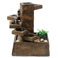 Alpine Stone Brown 11 in. H Table Top Fountain