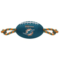 Pets First NFL Multicolored Nylon Miami Dolphins Football Dog Toy 1 pk