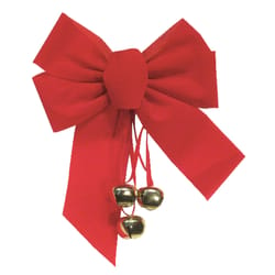 Holiday Trims Red 5 Loop Sleigh Bell Christmas Bow 13 in.