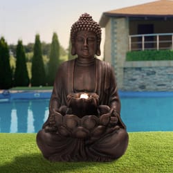Glitzhome Polyresin Brown 23.25 in. H Fountain with LED Light