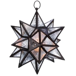 Gallery of Light 14 in. Glass/Metal Exotic Star Black Hanging Lantern