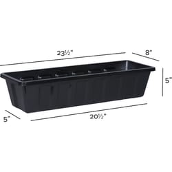 Novelty Poly Pro 5 in. H X 24 in. W X 8 in. D PP Plastic Poly Pro Flower Box Black