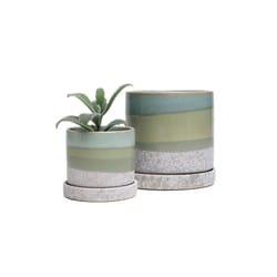 Chive Minute 5 in. D Ceramic Flower Pot Green Cement