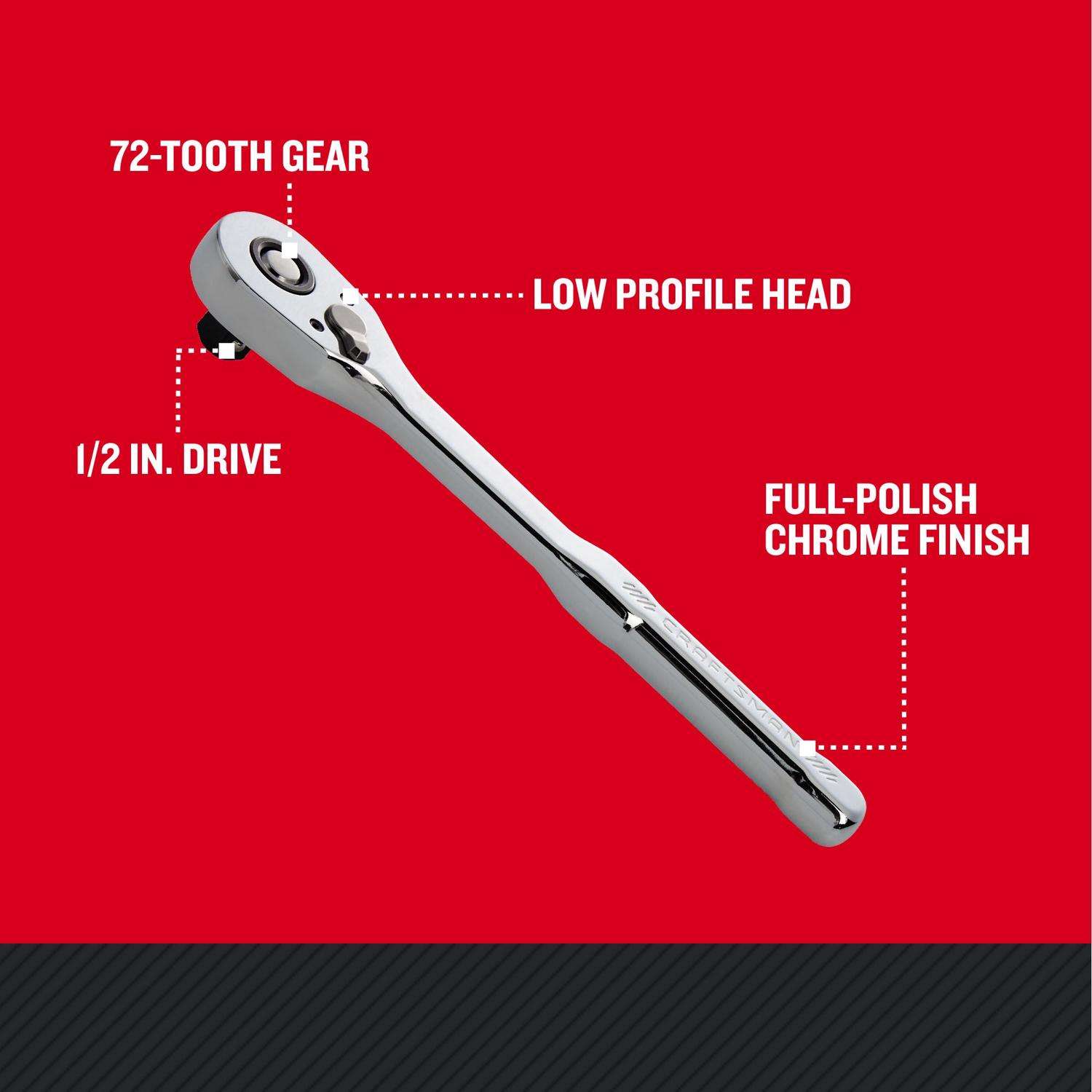 1/2 in. Drive Low-Profile Ratchet with Soft Grip