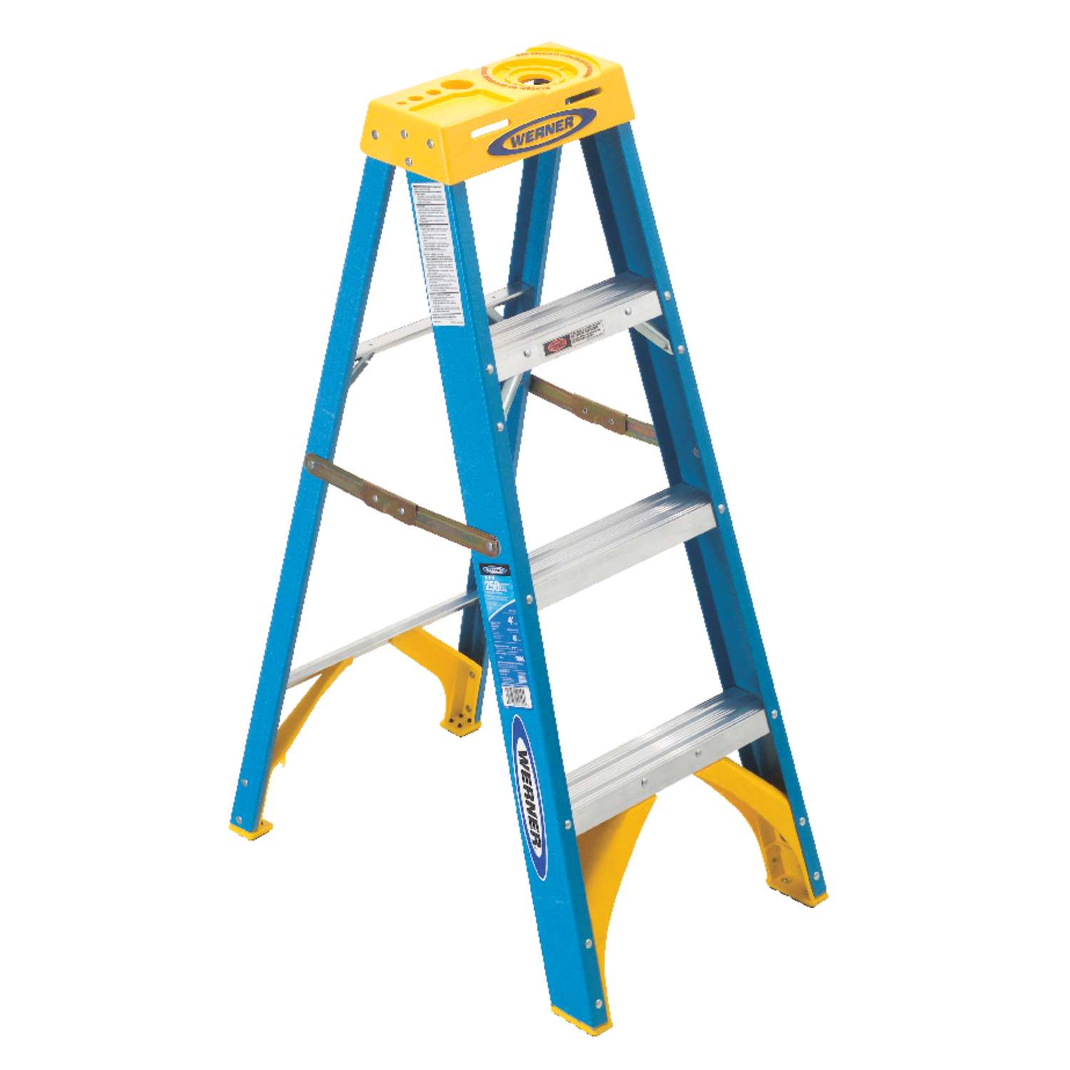 Werner 4 ft. H x 19 in. W Fiberglass Step Ladder Type I 250 lb