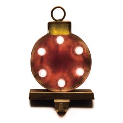 Glitzhome Marquee LED Red Ornament Stocking Holder 7.48 in.