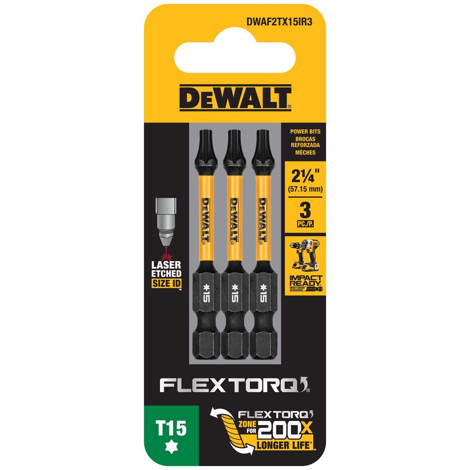 Photos - Drill Bit DeWALT FlexTorq Torx T15 X 2.25 in. L Drill and Driver Bit Set Steel 3 pc 