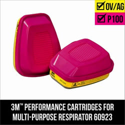 3M P100 Acid Gas and Organic Vapor Respirator Cartridge Replacement Pink 2 pc