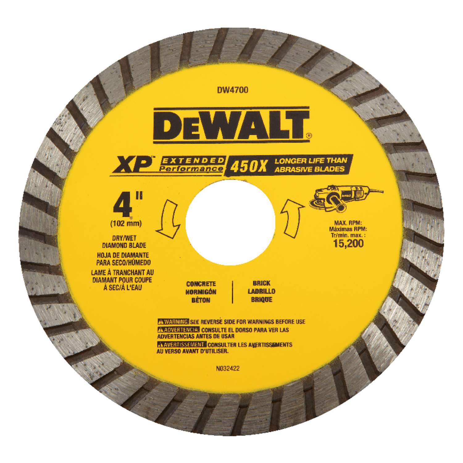 DeWalt 4 in. Dia. x 7/8 in. XP Extended Performance Diamond Masonry