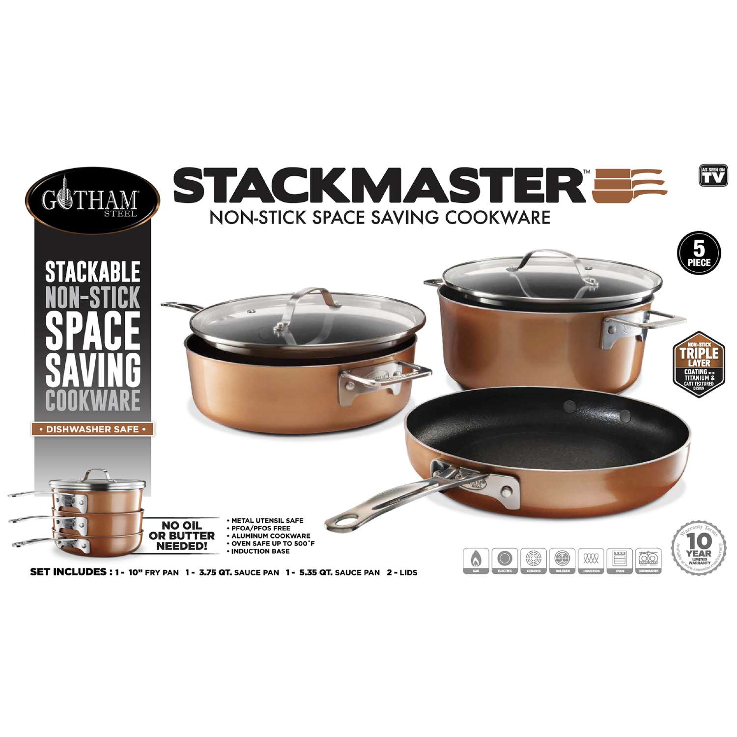 Gotham Steel Stackmaster Aluminum Fry Pan Set Copper Ace Hardware