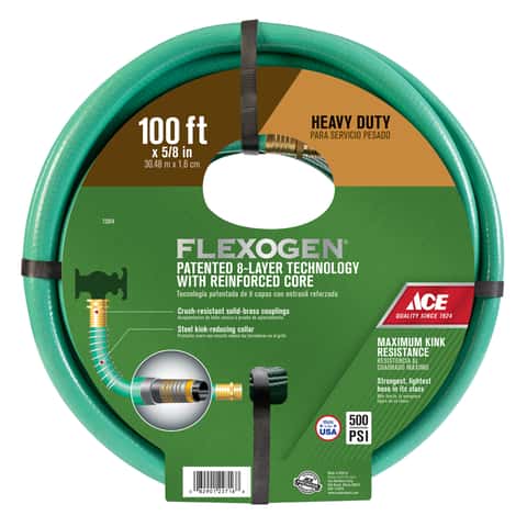 Ace Flexogen 5/8 in. D X 100 ft. L Heavy Duty Premium Grade Garden Hose Green Ace Flexogen 5/8 in. D X 100 ft. L Heavy Duty Premium Grade Garden Hose Green