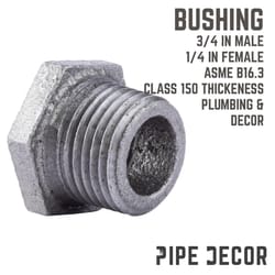 STZ Industries 3/4 in. MIP each X 1/4 in. D FIP Black Malleable Iron Hex Bushing