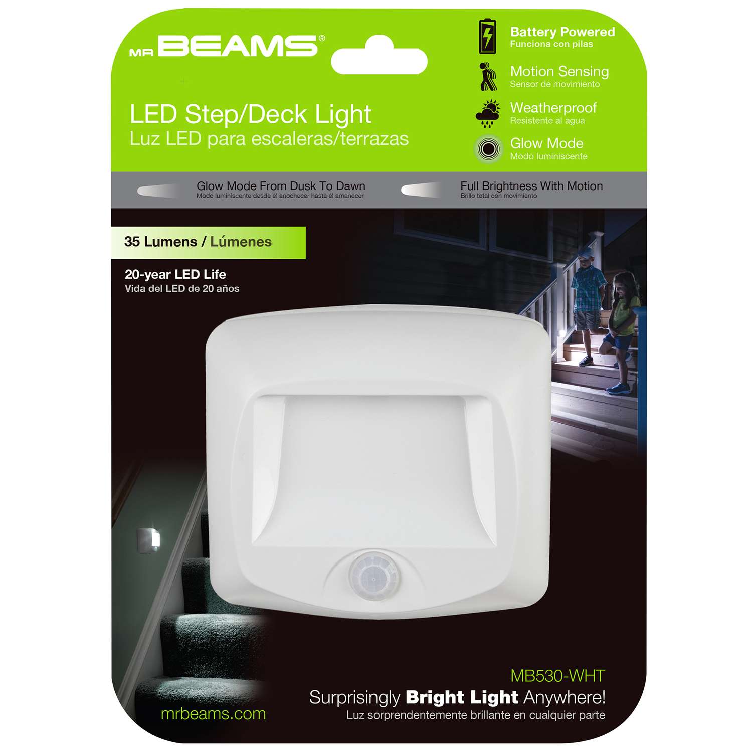 Mr. Beams MotionSensing Battery Powered LED White Stair Light Ace