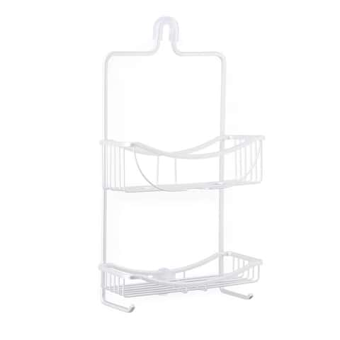 1pc Corner Shower Caddy Gray Bathroom Shelf Corner Storage Rack, Screw Free  Installation Wall Mount Basket Toilet Shower Double Layer Shampoo Holder Bathroom  Shelves