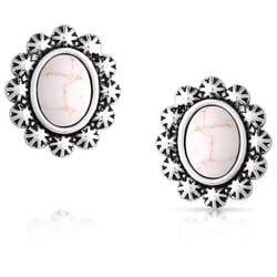 Montana Silversmiths Women's Heaven's Halo White Buffalo Oval Silver/White Earrings