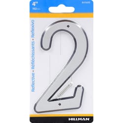 HILLMAN 4 in. Reflective Silver Plastic Nail-On Number 2 1 pc