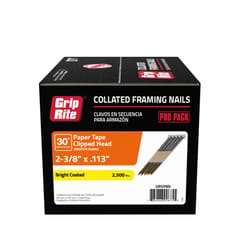 Grip-Rite 2-3/8 in. L Angled Strip Bright Framing Nails 30 deg 2500 pk