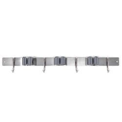 Wrap-It Broom Bar 16 in. L Silver Stainless Steel Hook Rack 1 pk